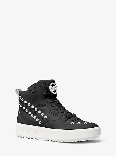 Emmett Studded Stripe Leather High-Top Sneaker