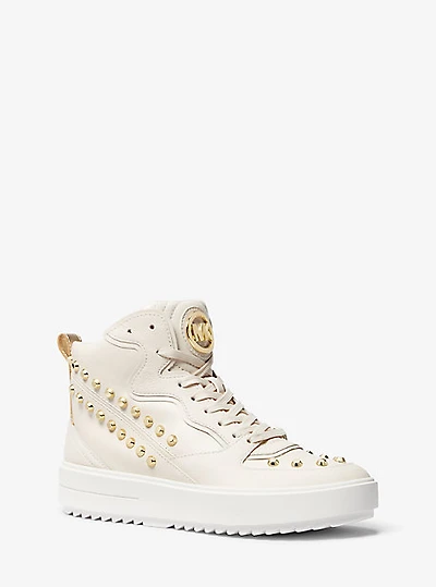Emmett Studded Stripe Leather High-Top Sneaker