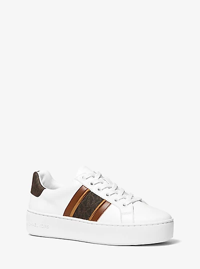 Poppy Faux Leather and Logo Stripe Sneakers