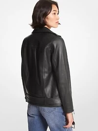 Veste de moto en cuir à ceinture
