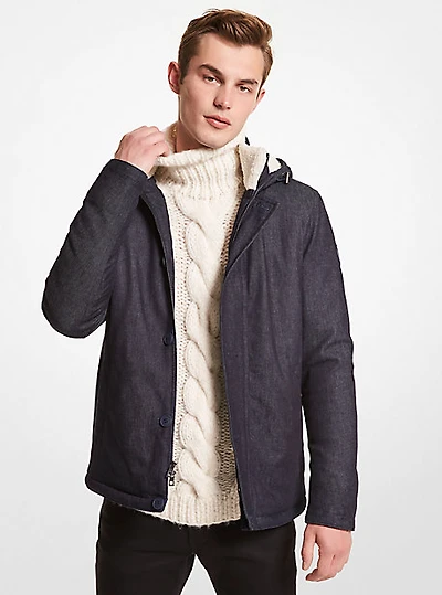 Parka en denim à garniture en Sherpa
