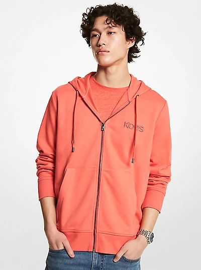 Embroidered Logo Cotton Terry Zip-Up Hoodie