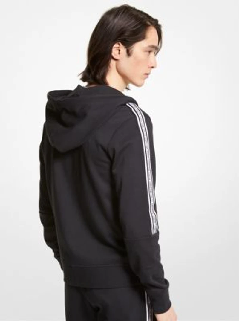 Logo Tape Cotton Blend Zip-Up Hoodie