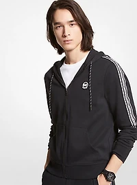 Logo Tape Cotton Blend Zip-Up Hoodie