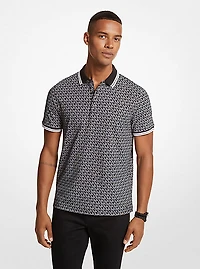 Greenwich Logo Print Cotton Jersey Polo Shirt