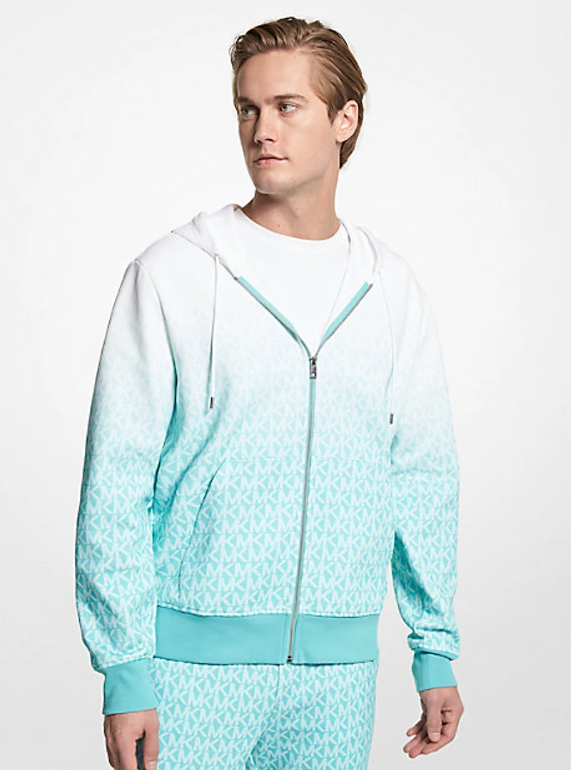 Ombré Logo Cotton Blend Zip-Up Hoodie