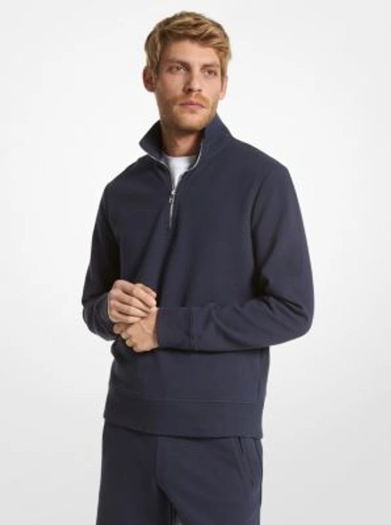 Cotton Blend Half-Zip Sweater