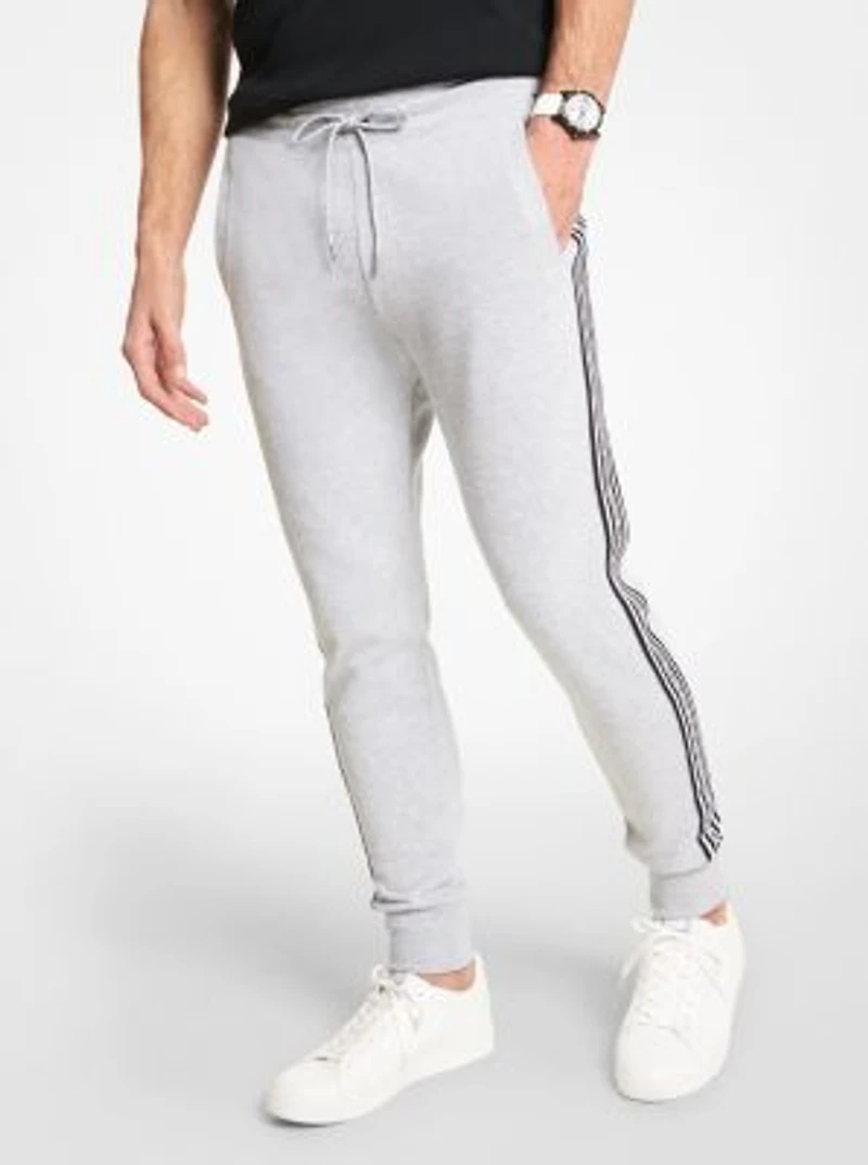 Pantalon de jogging en mélange coton à bande logo