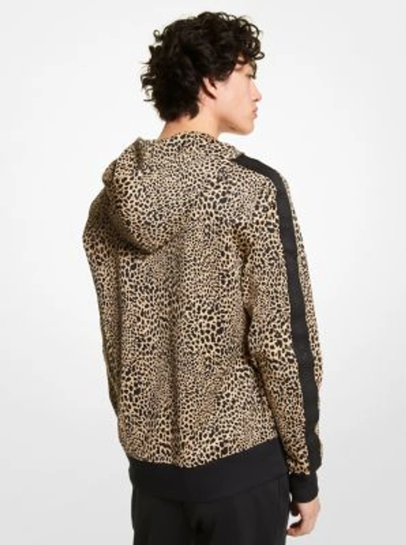 Animal Print Scuba Zip-Up Hoodie