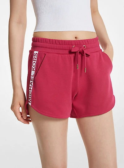 Short de survêtement en mélange coton à bande logo