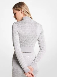 Metallic Logo Jacquard Cropped Turtleneck Top
