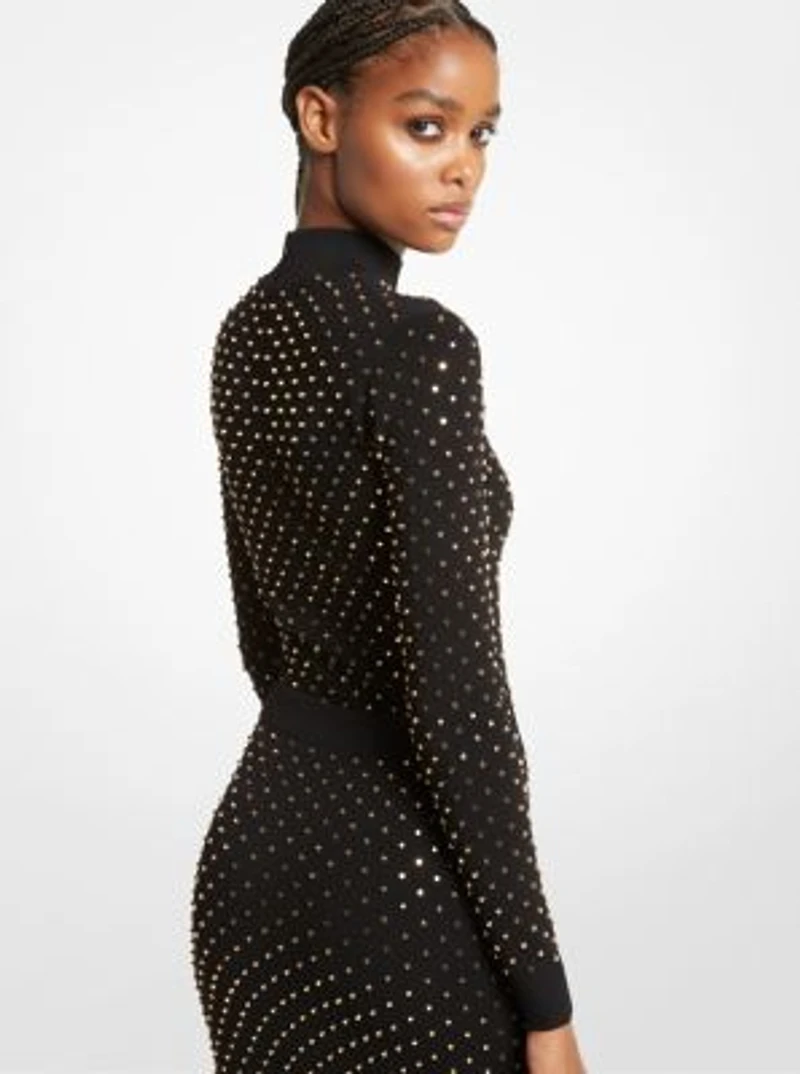 Astor Stud Stretch Viscose Mock Neck Top