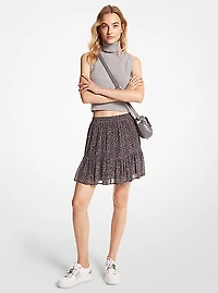 Leopard Print Georgette Ruffled Skirt
