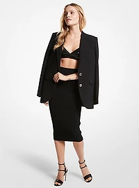 Ribbed Stretch Viscose Pencil Skirt