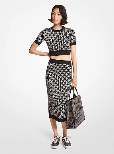 Logo Jacquard Pencil Skirt
