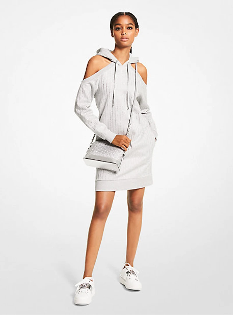 Crystal Pinstripe Organic Cotton Blend Cutout Dress