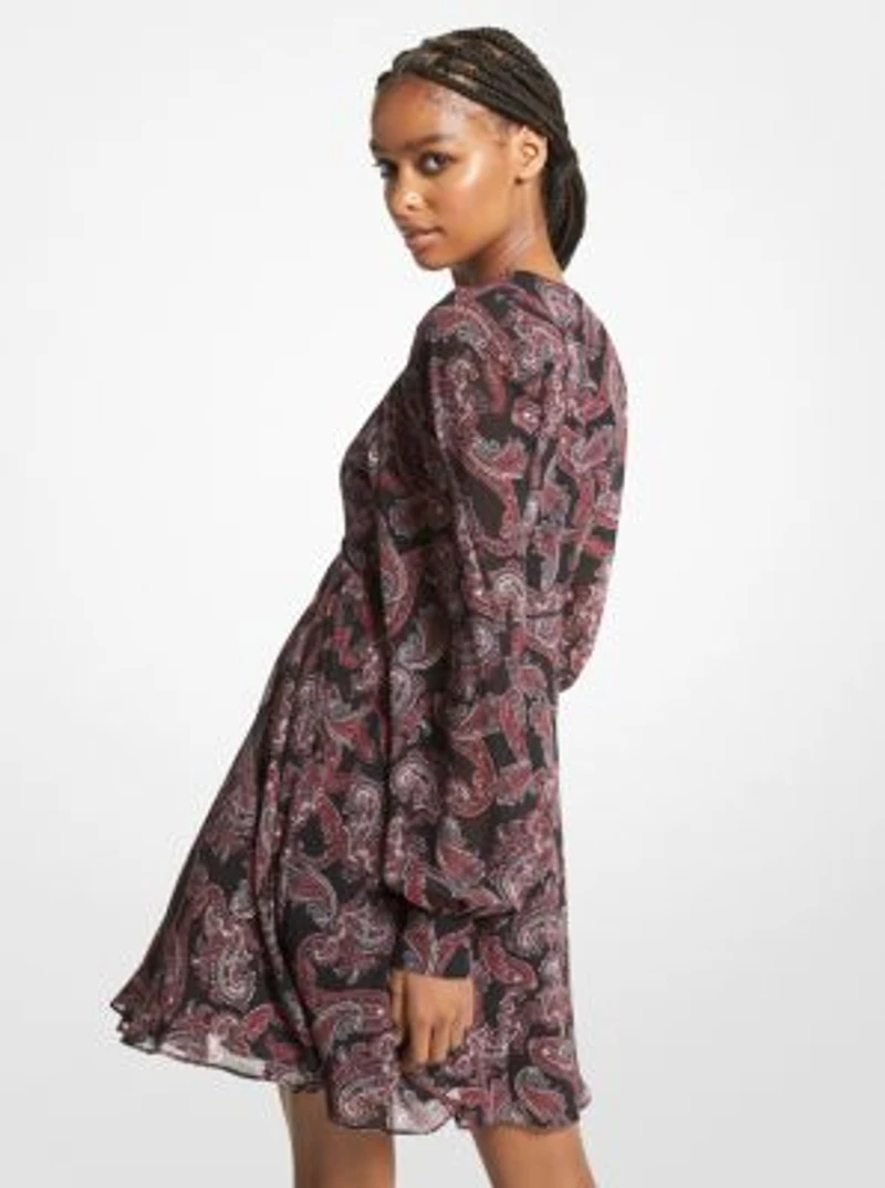 Robe en crêpe georgette à motif cachemire