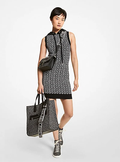 Robe à capuchon en jacquard logo
