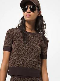 Logo Jacquard Short-Sleeve Sweater