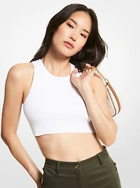 Ribbed Stretch Viscose Cropped Tank Top