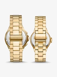 Lennox His and Hers Pavé Gold-Tone Watch Set