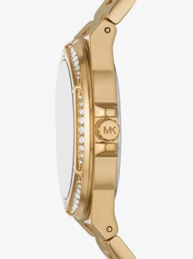 Ensemble bracelet et montre Lennox dorés à logo et à pavé