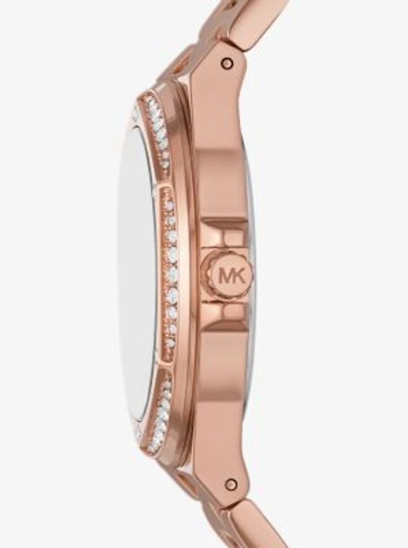 Lennox Pavé Logo Rose Gold-Tone Watch and Bracelet Set
