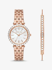 Mini Darci Pave Rose Gold-Tone Watch and Bracelet Gift Set