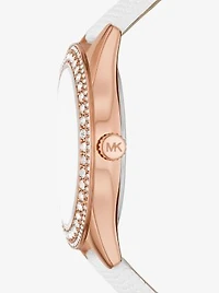 Harlowe Pavé Rose Gold-Tone and Lizard Embossed Leather Strap