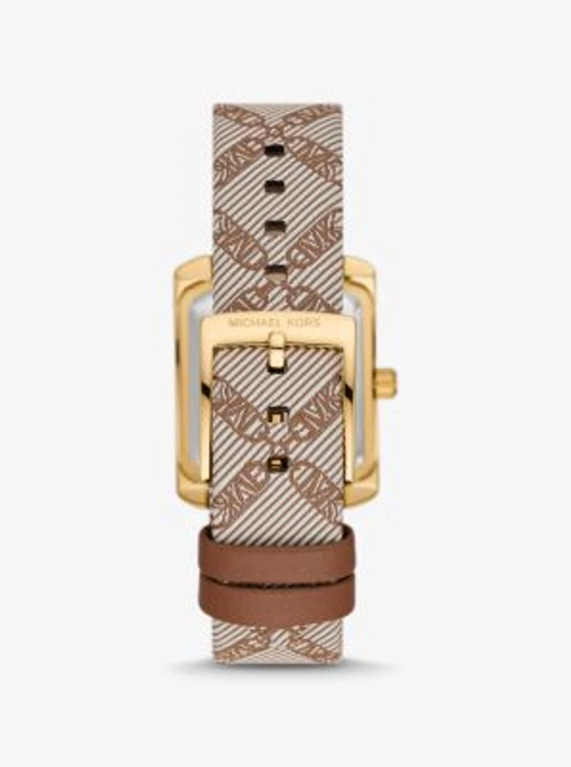 Montre Emery miniature dorée à bracelet en jacquard à logo empire