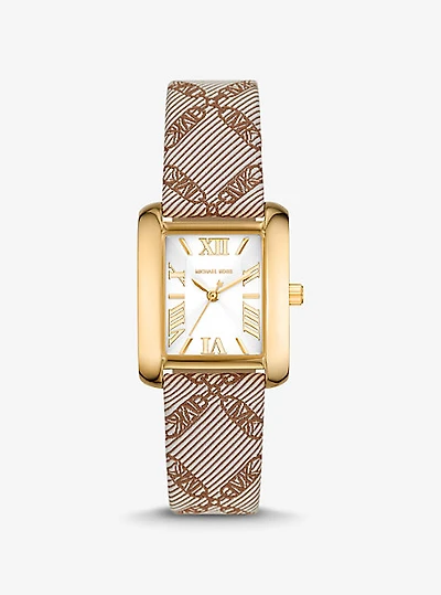 Montre Emery miniature dorée à bracelet en jacquard à logo empire
