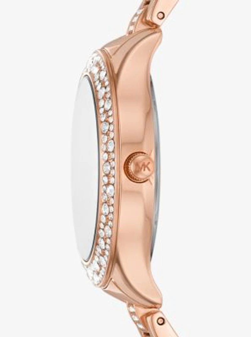 Montre Liliane miniature de ton or rose à pavé et à cœurs