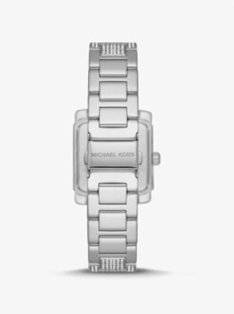 Montre Emery surdimensionnée argentée à pavé