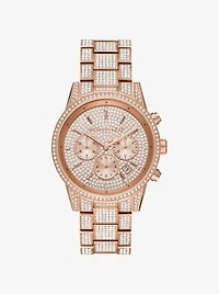Montre Ritz de ton or rose à pavé