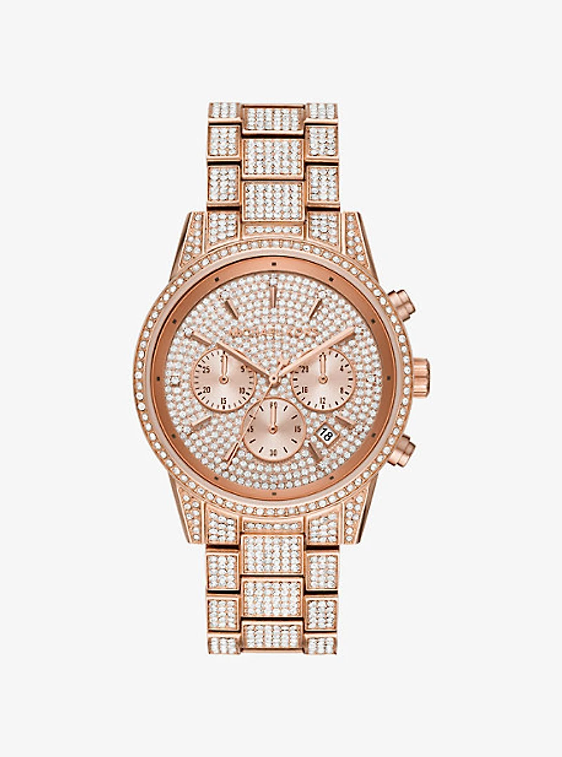 Montre Ritz de ton or rose à pavé