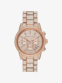 Montre Ritz de ton or rose à pavé