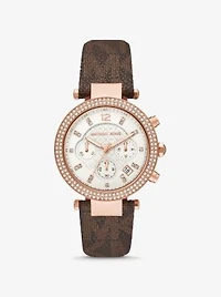 Montre Parker surdimensionnée de ton or rose à pavé et à logo