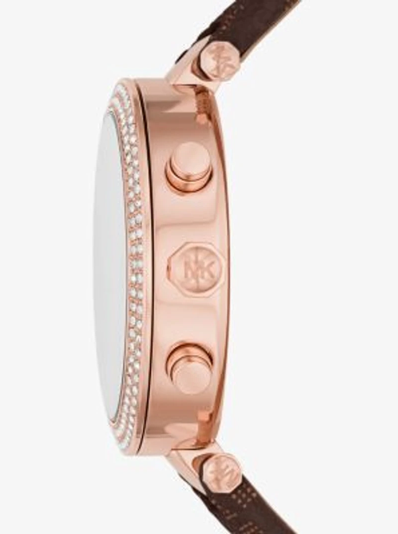Montre Parker surdimensionnée de ton or rose à pavé et à logo