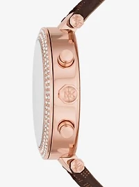 Montre Parker surdimensionnée de ton or rose à pavé et à logo