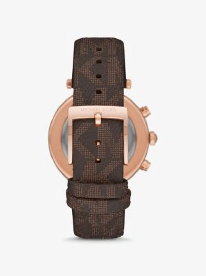 Montre Parker surdimensionnée de ton or rose à pavé et à logo
