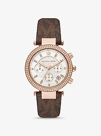 Montre Parker surdimensionnée de ton or rose à pavé et à logo