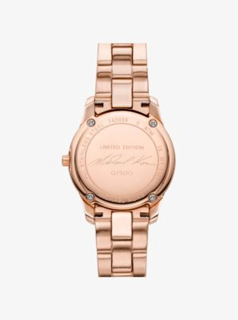 Montre Runway à édition limitée de ton or rose de taille coquette à pavé