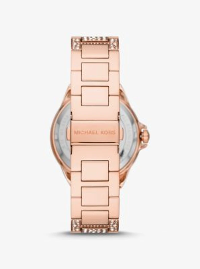 Montre Camille surdimensionnée de ton or rose à pavé