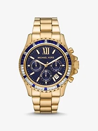 Montre Everest surdimensionnée dorée à pavé