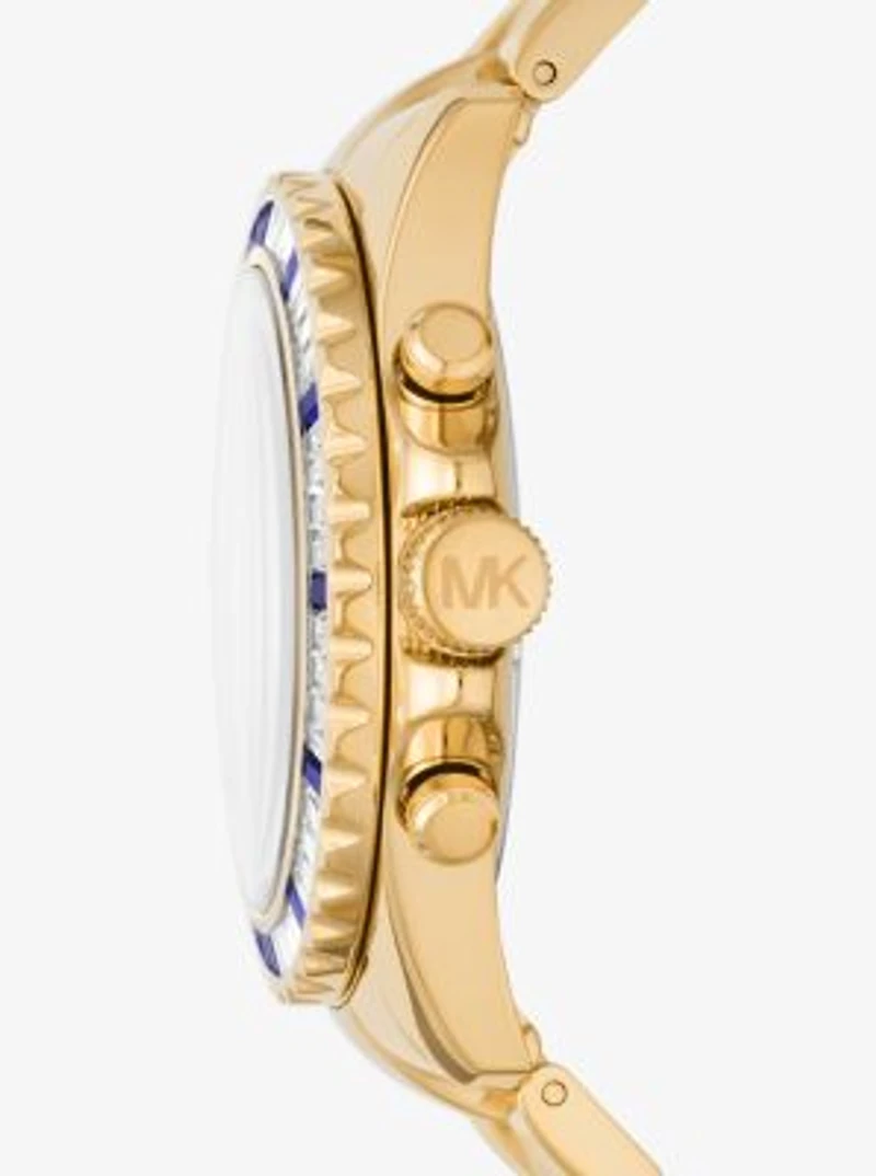 Montre Everest surdimensionnée dorée à pavé
