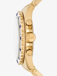 Montre Everest surdimensionnée dorée à pavé