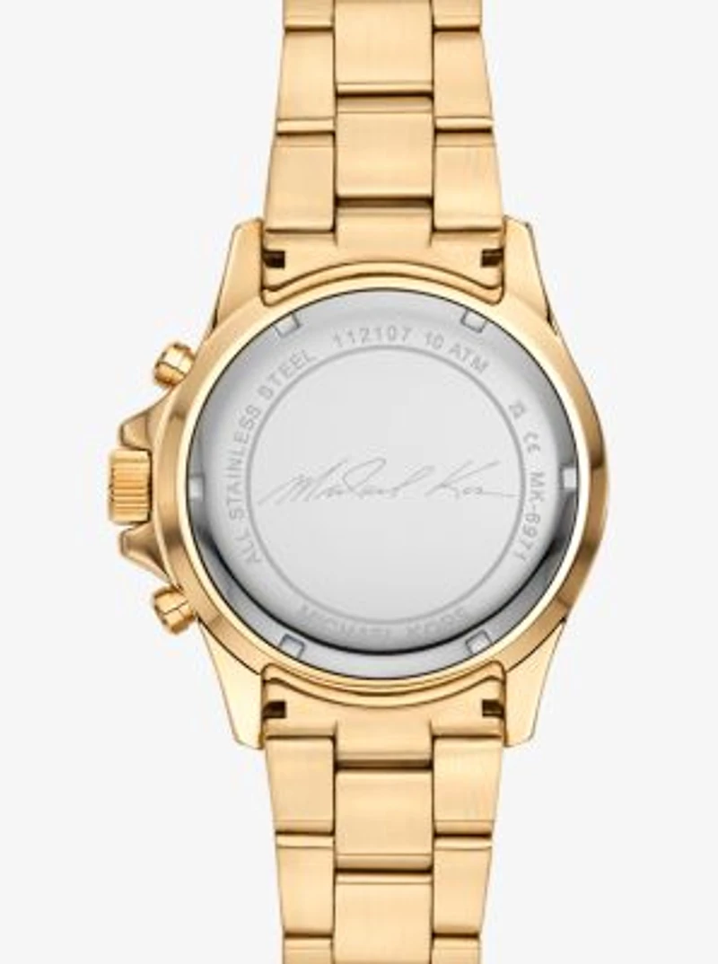 Montre Everest surdimensionnée dorée à pavé