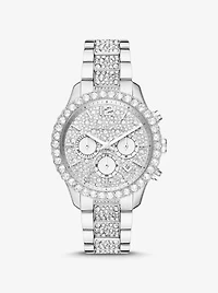 Oversized Layton Pavé Silver-Tone Watch