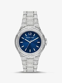 Montre Lennox surdimensionnée argentée à pavé