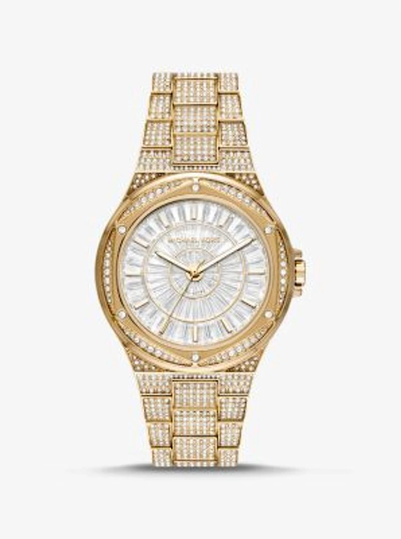 Montre Lennox surdimensionnée dorée à pavé